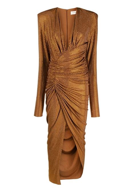 Brown microcrystal-embellished asymmetric dress - women ALEXANDRE VAUTHIER | 231DR1556BBRBN